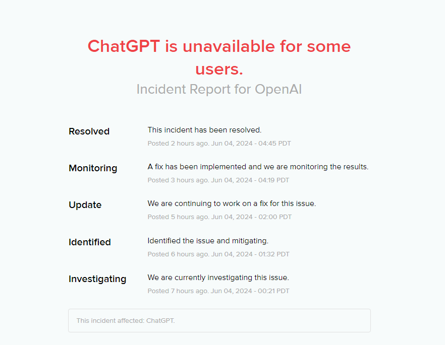 Is OpenAIs ChatGPT down globally?